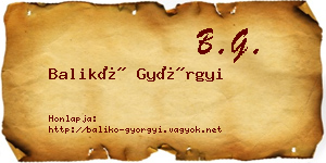 Balikó Györgyi névjegykártya